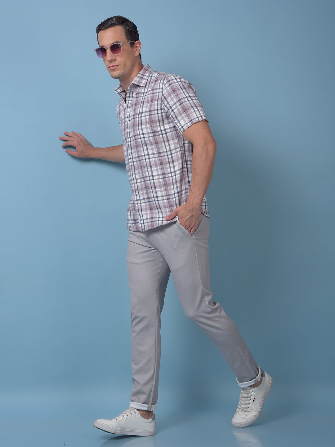 Pink Checked 100% Cotton Shirt