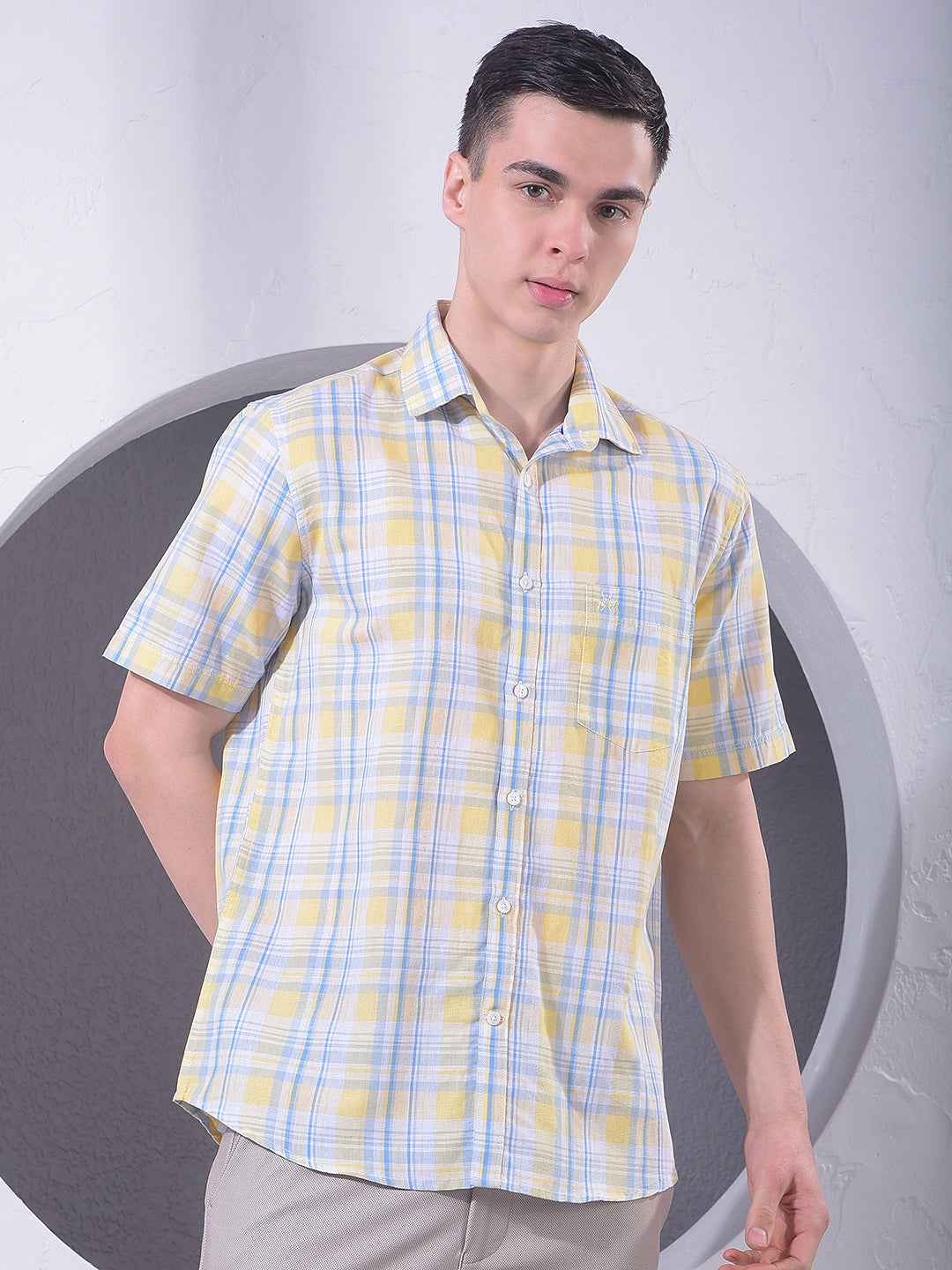 Yellow Checked Linen Shirt