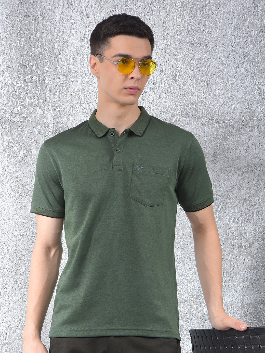 Green Polo Neck T-Shirt-Men T-Shirts-Crimsoune Club