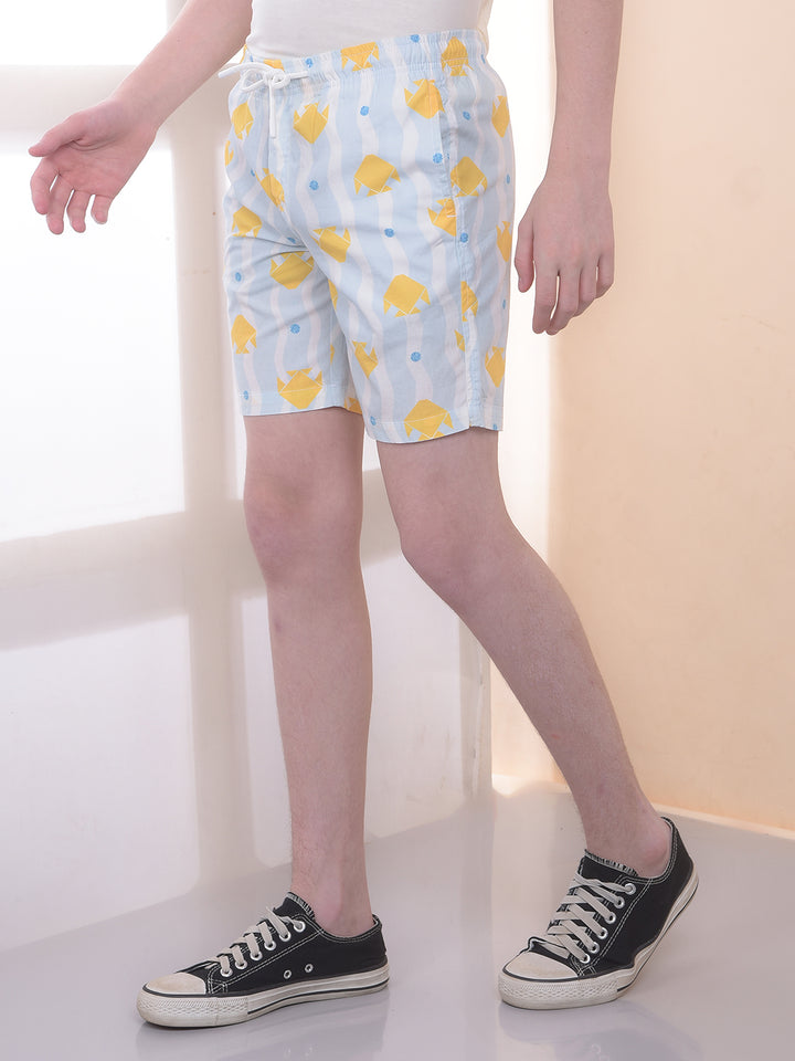 Sky Blue 100% Cotton Graphic Print Boxers