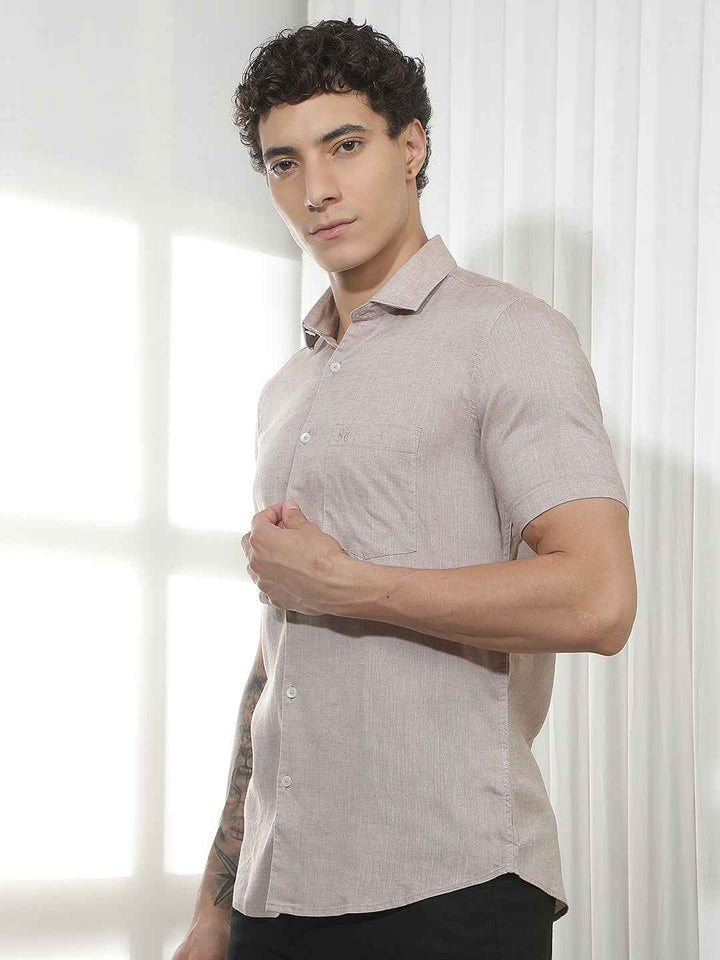 Classic Brown Casual Linen Shirt
