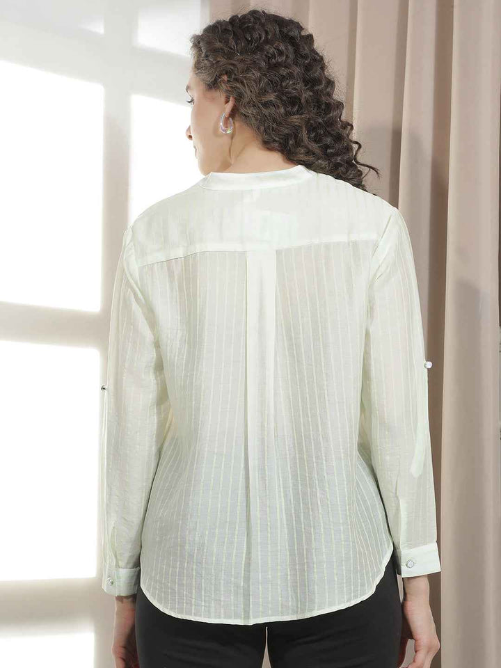 Green Vertical Striped Shirt