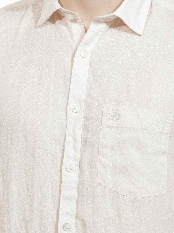 Elegant Beige Textured Linen Shirt
