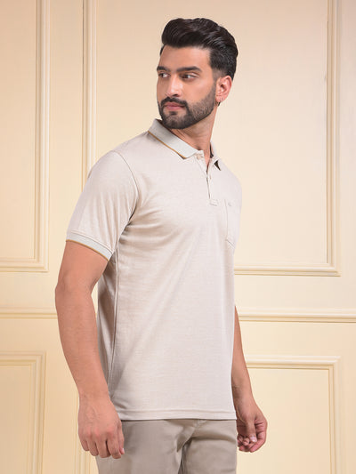 Beige Polo Neck T-Shirt
