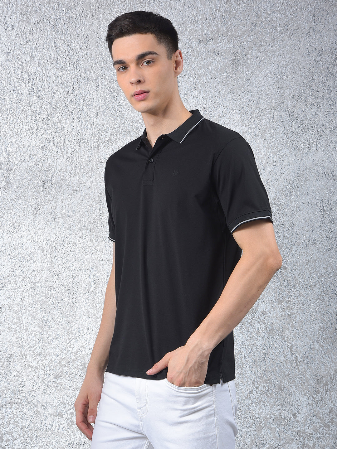 Black Polo-Neck T-Shirt