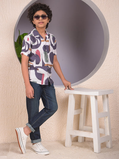 Multi-Color Printed Resort-Collar Shirt