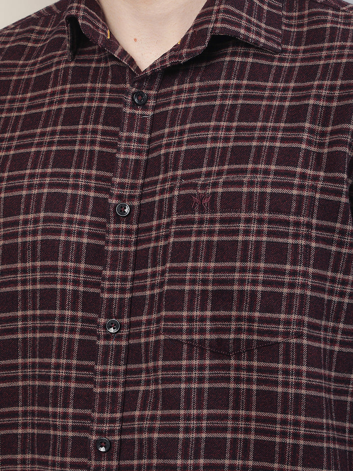 Maroon Checked 100% cotton Shirt
