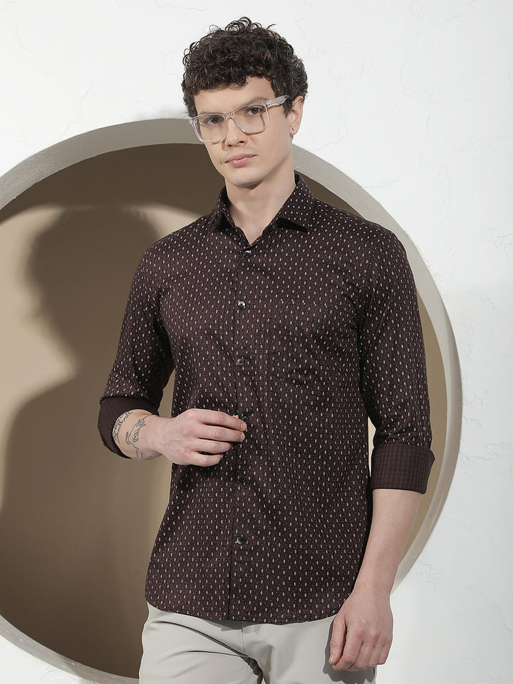 Wine Micro Print Shirt