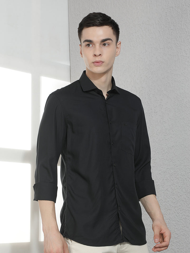Sharp Jet Black Modal Shirt