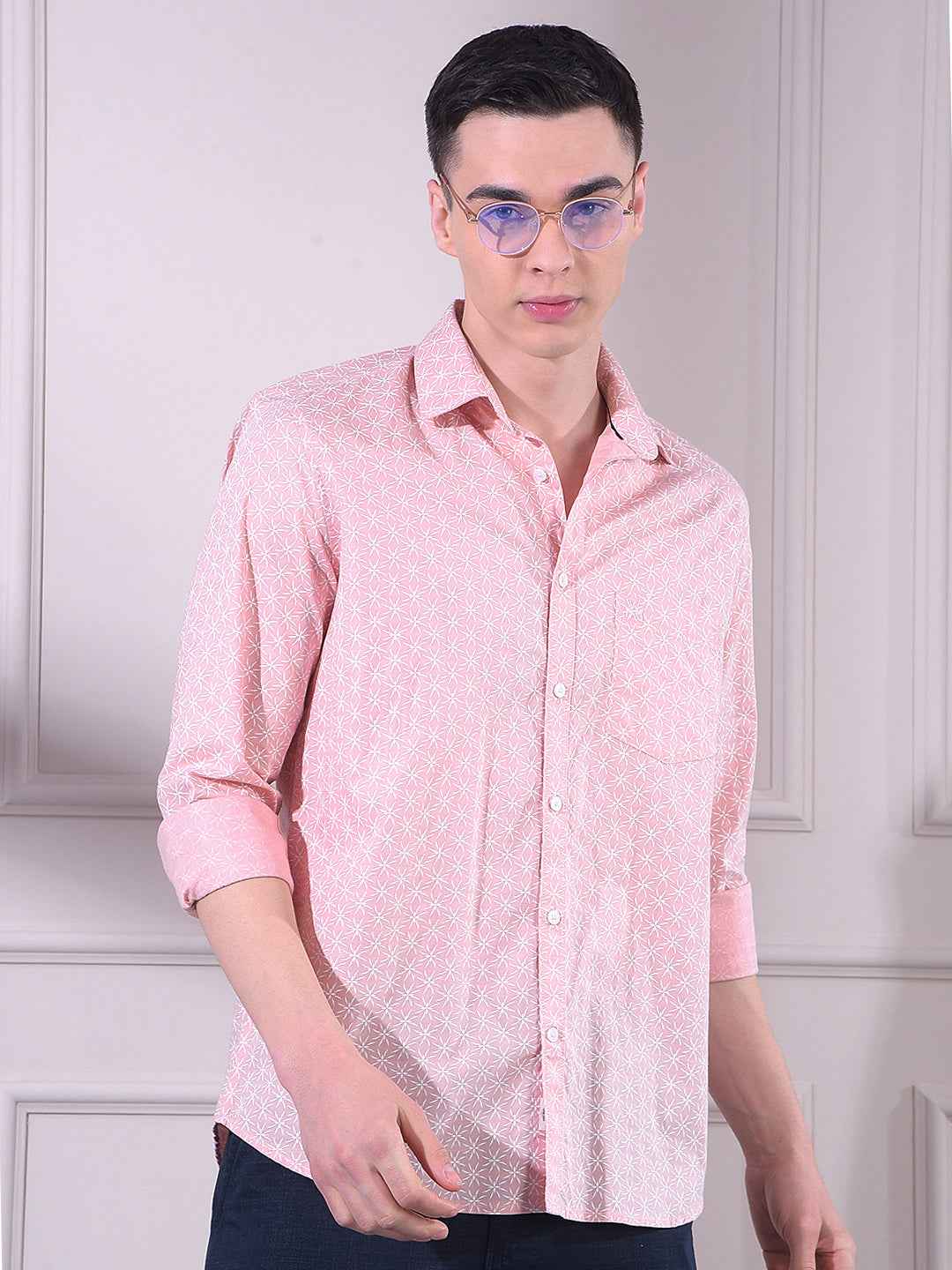 Peach Floral Print Shirt