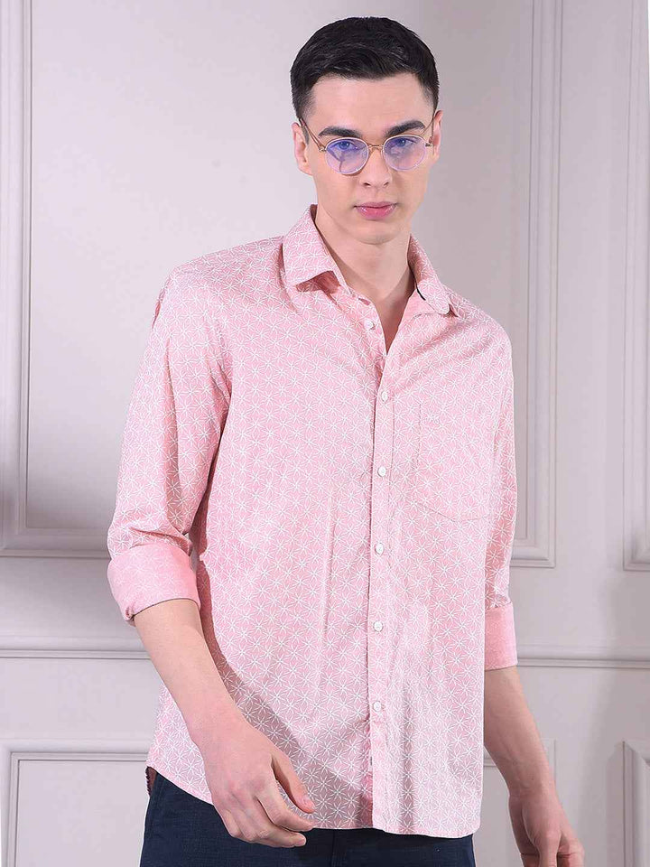 Peach Floral Print Shirt