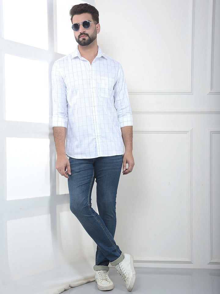 Blue Checked 100% Cotton Shirt