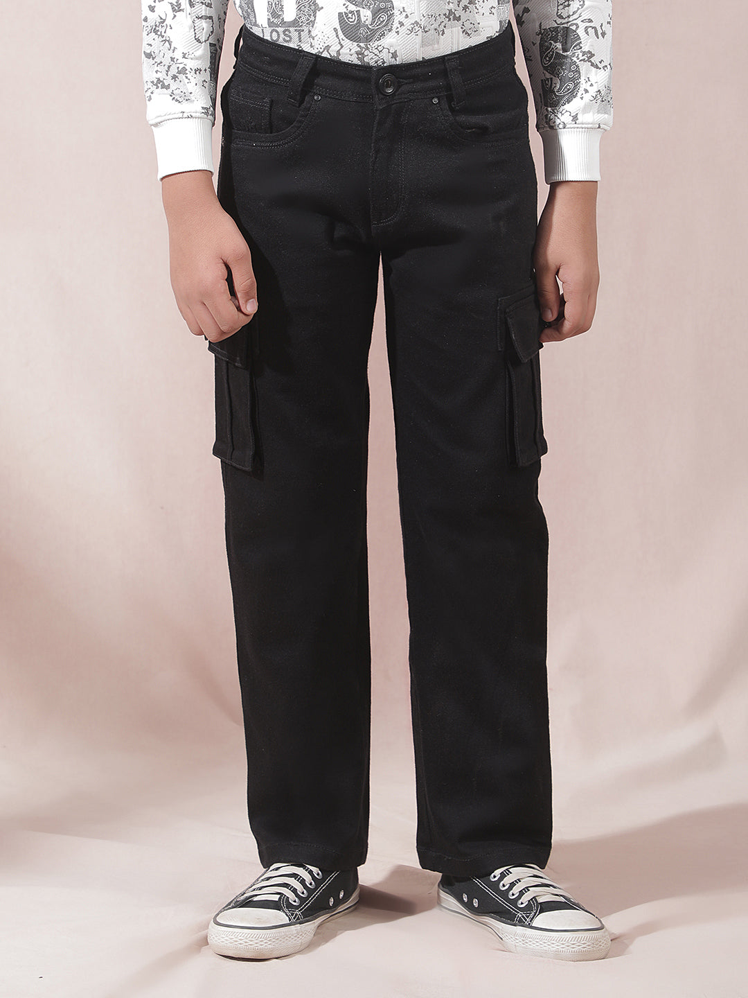 Black Straight Cargo Jeans