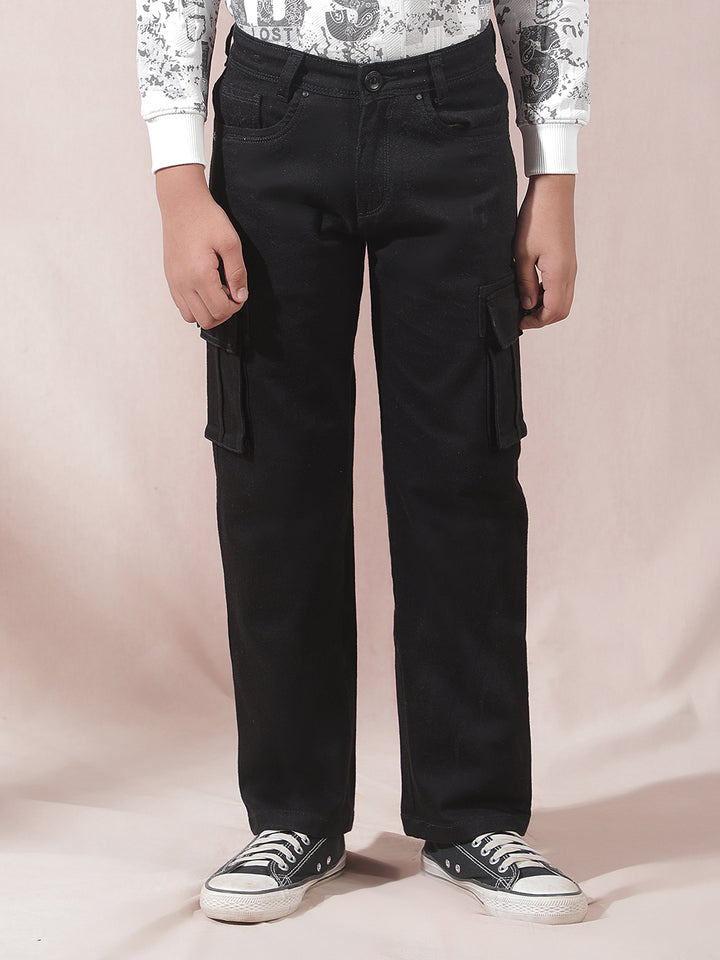 Black Straight Cargo Jeans