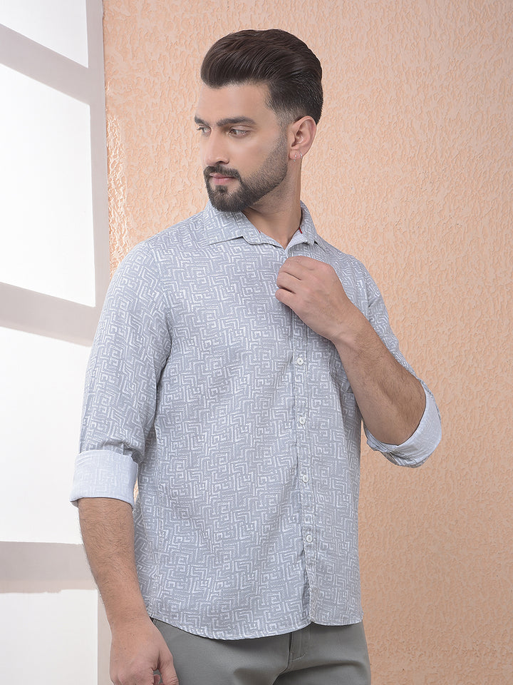 Grey Textured Print Everyday Shirt