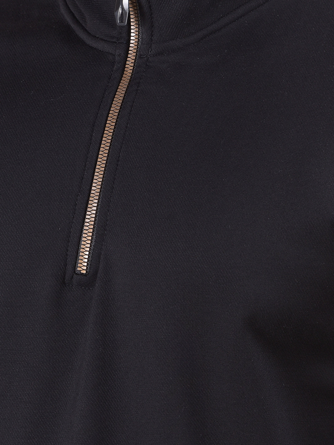 Black Half-Zip High-Neck Sweatshirt