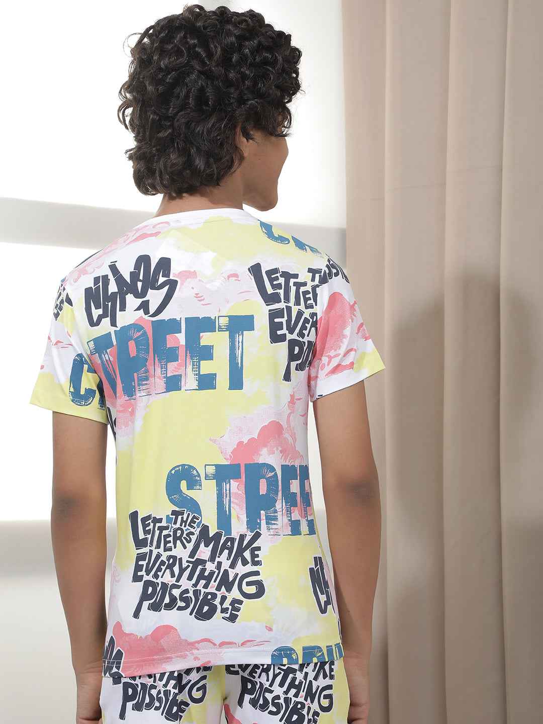 Multi-Color Typography Print T-Shirt