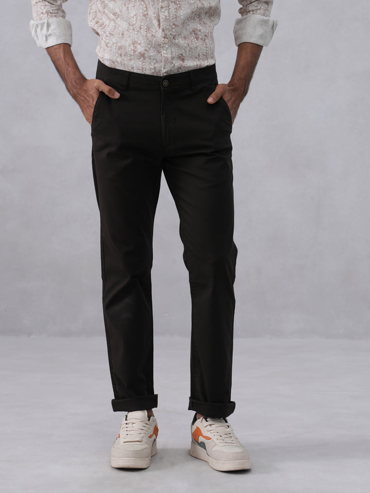 Minimal Style Black Straight Trousers