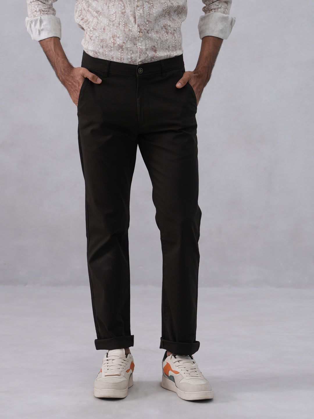 Minimal Style Black Straight Trousers