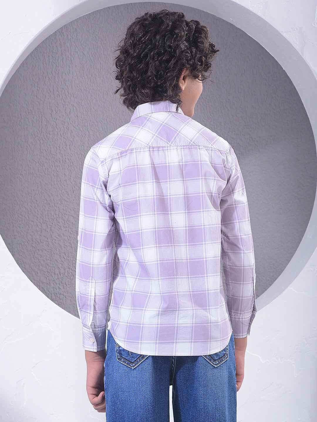 Purple Checked 100% Cotton Shirt
