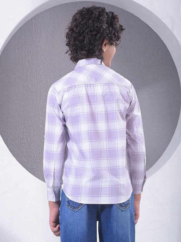 Purple Checked 100% Cotton Shirt