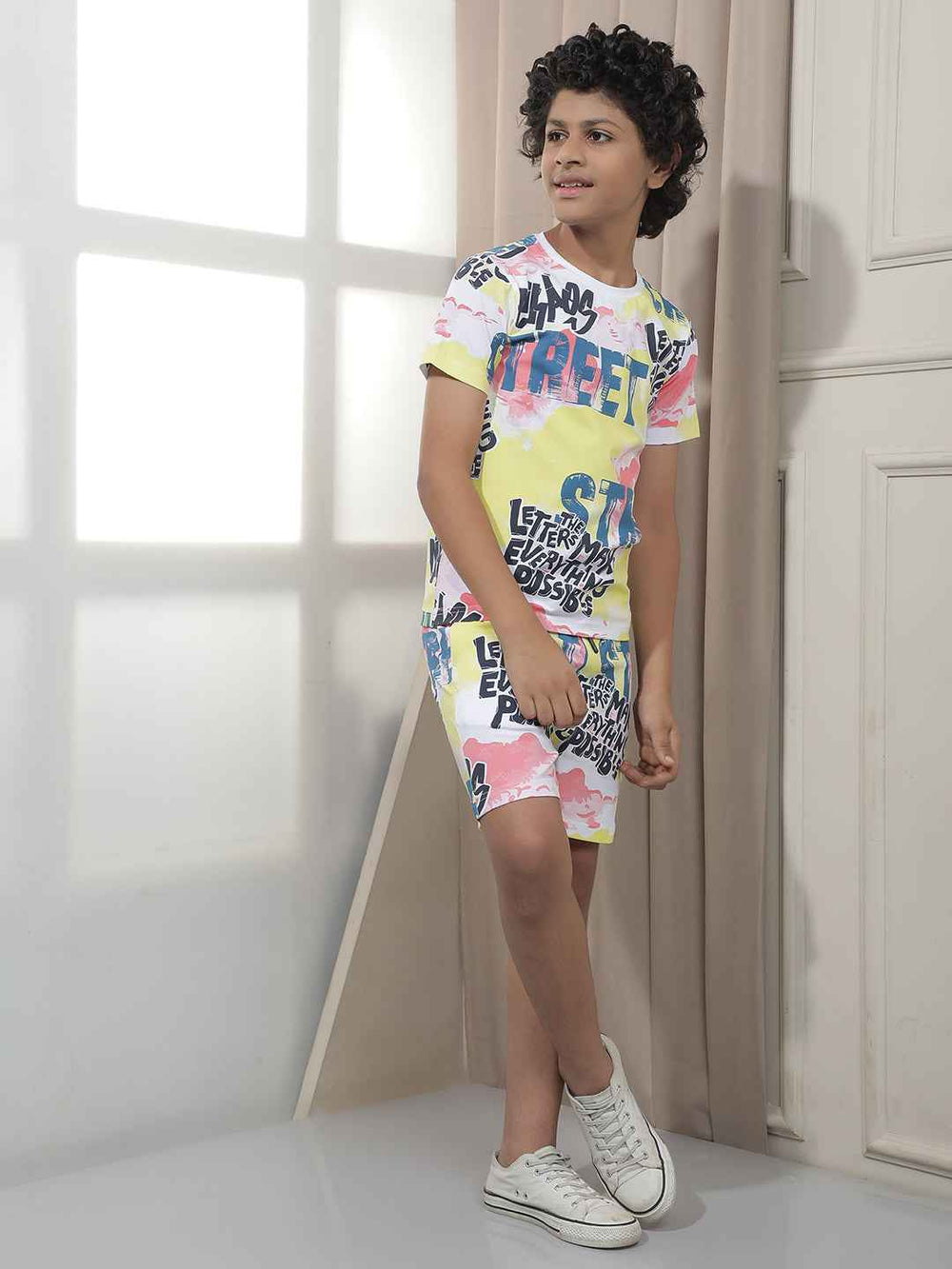 Multi-Color Typography Print T-Shirt