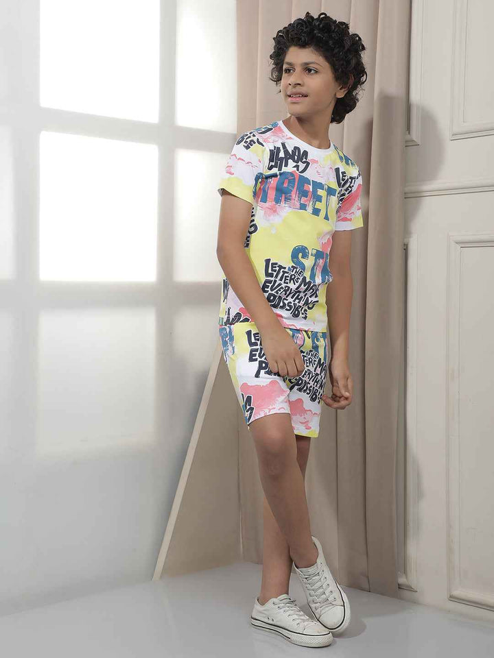 Multi-Color Typography Print T-Shirt