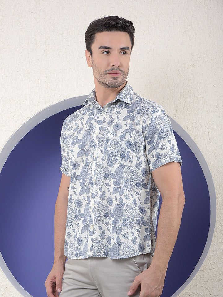 Printed Linen Grey Shirt