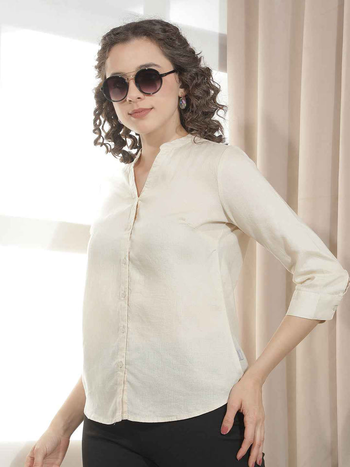 Natural Beige Relaxed Linen Shirt