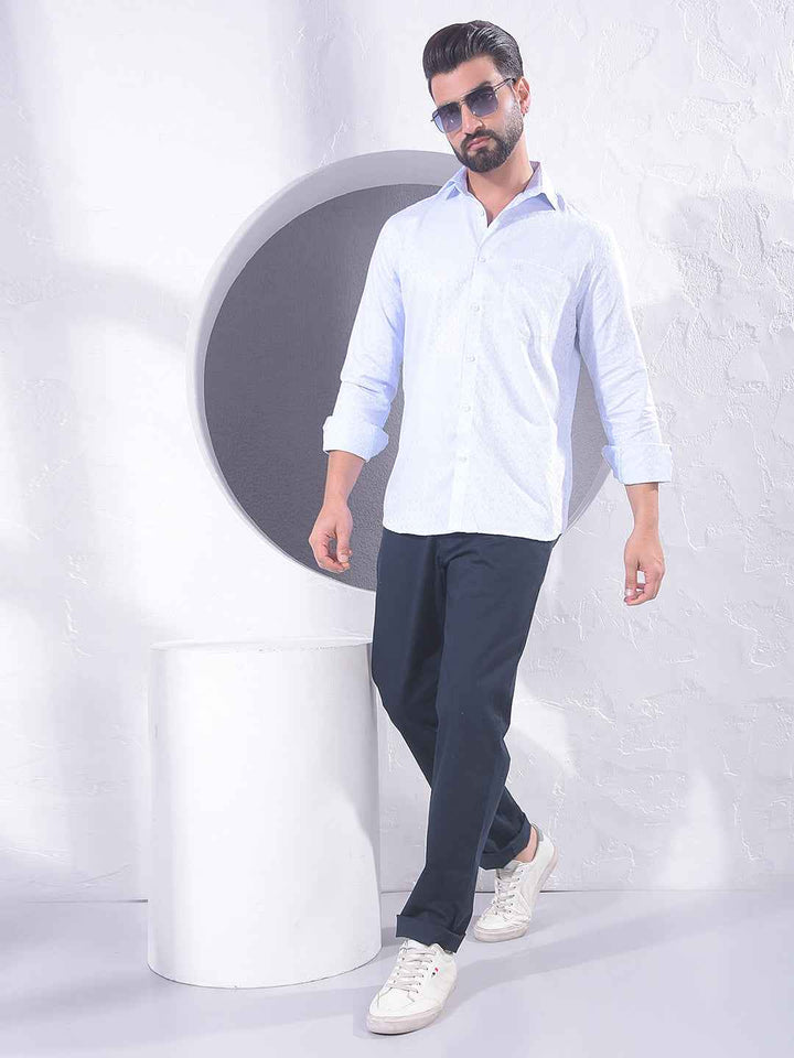 Blue Geometric Print 100% Cotton Shirt