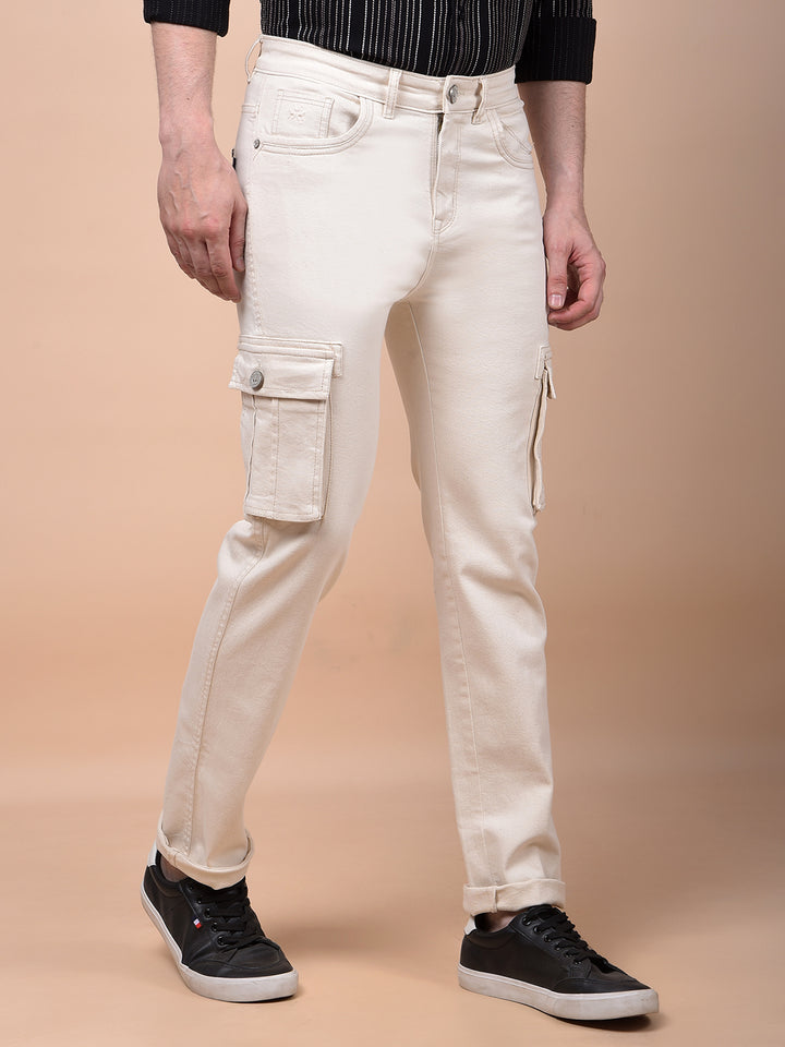 Beige Straight Cargo Jeans