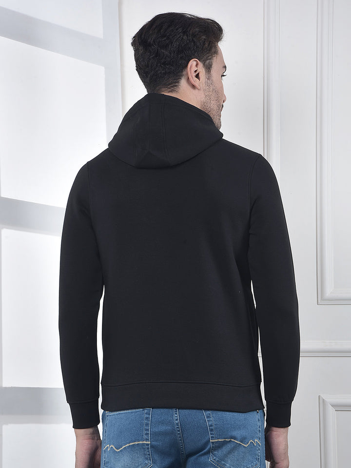 Black Embellished Hooded Neck Sweatshirt
