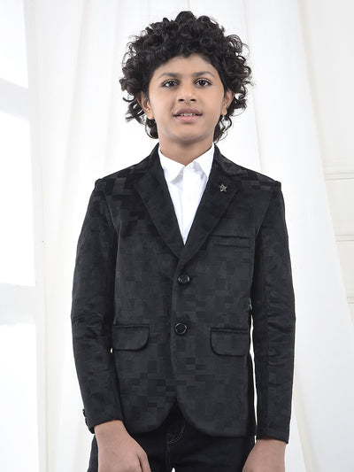 Black Jacquard Single-Breasted Blazer
