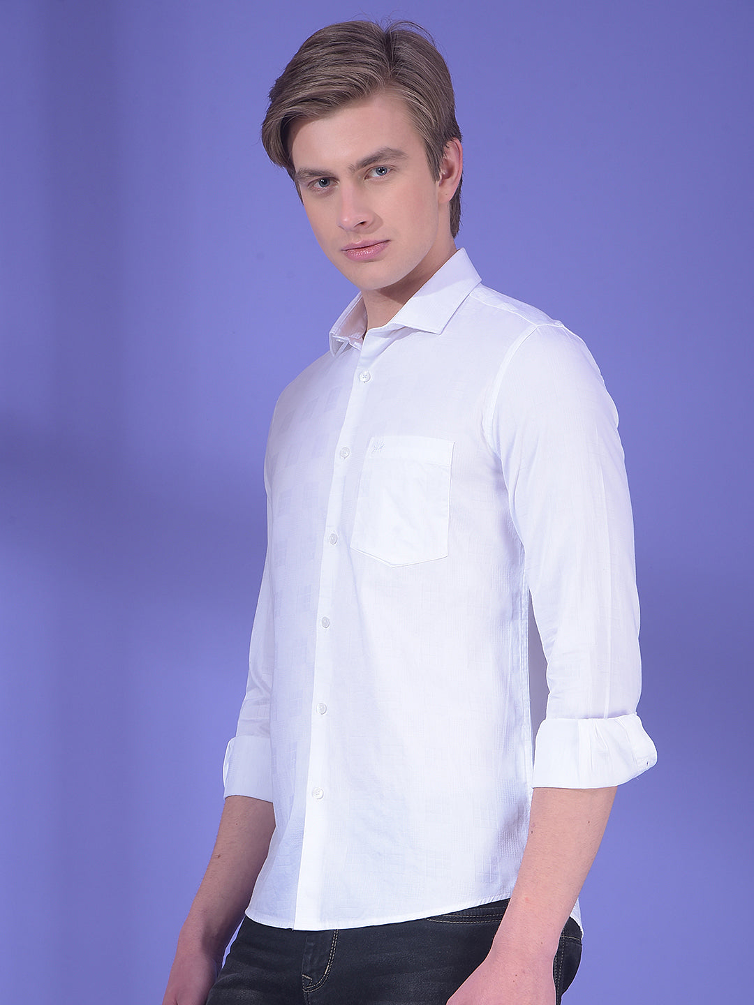 White Jacquard 100% Cotton Shirt