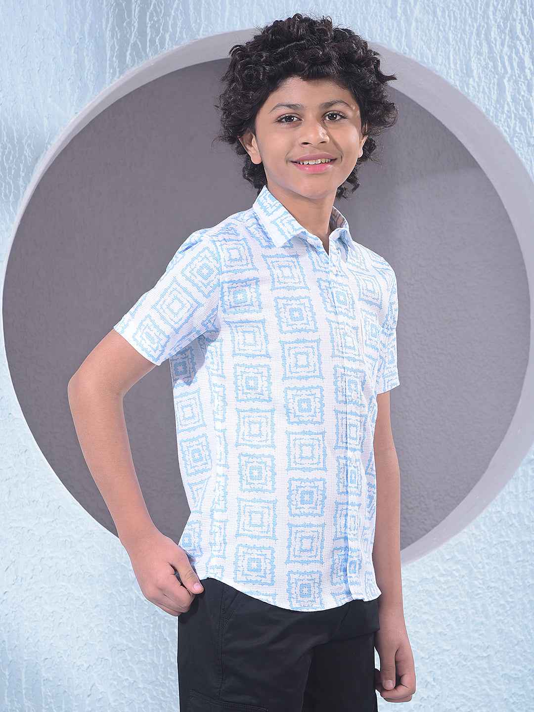 Sky Blue Printed Shirt