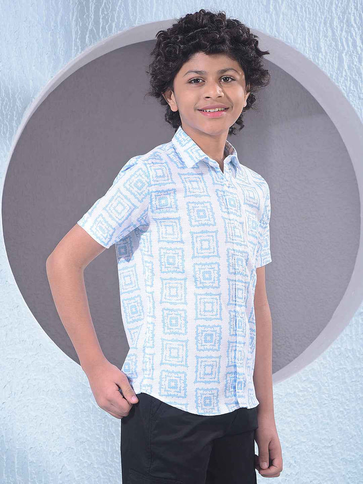 Sky Blue Printed Shirt