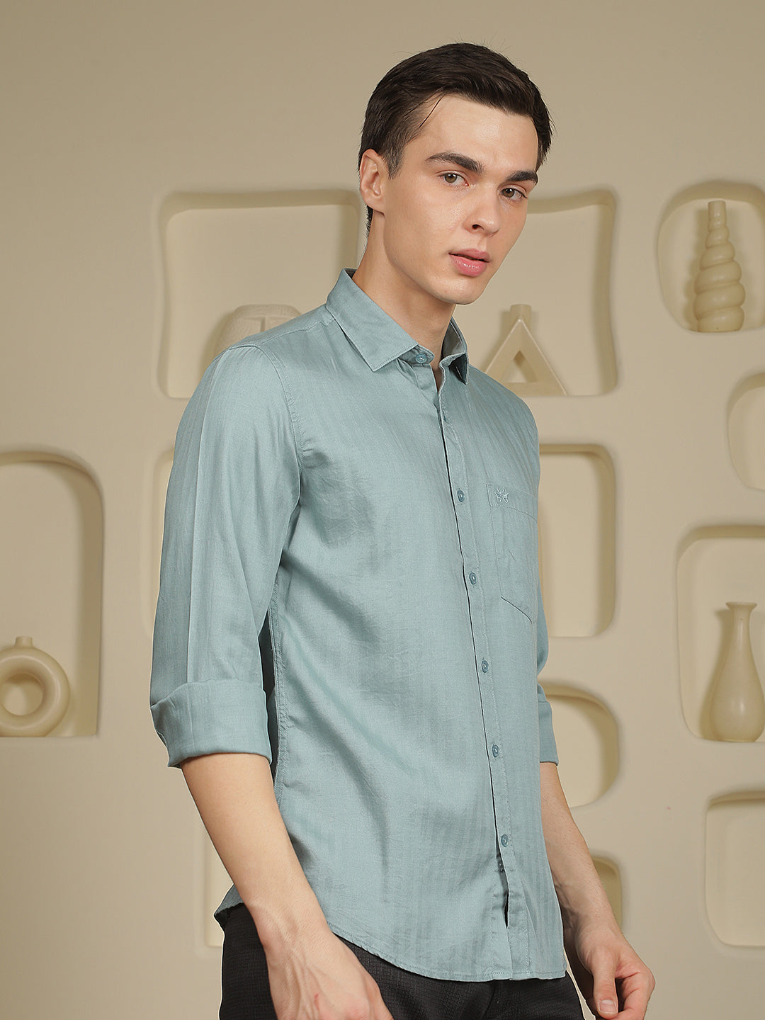 Blue Vertical Stripes Shirt