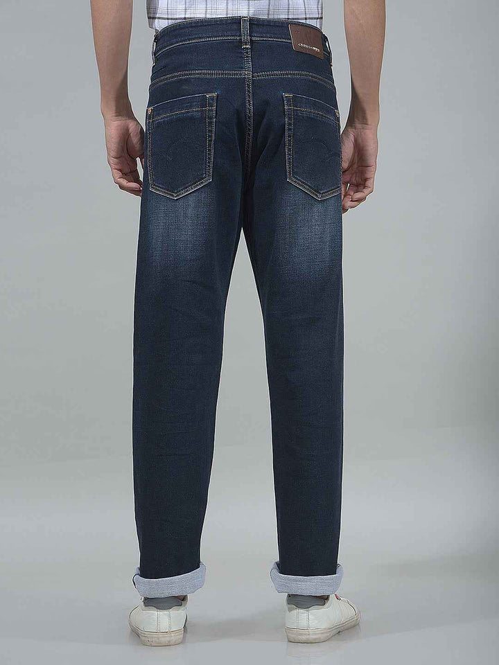 Navy Blue Straight Jeans