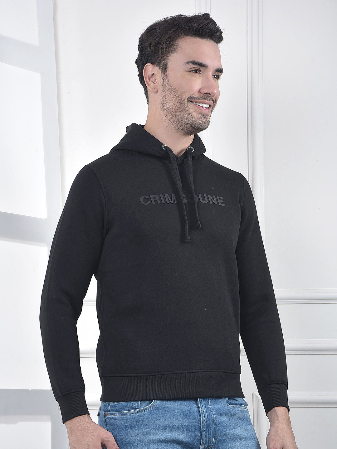 Black Embellished Hooded Neck Sweatshirt