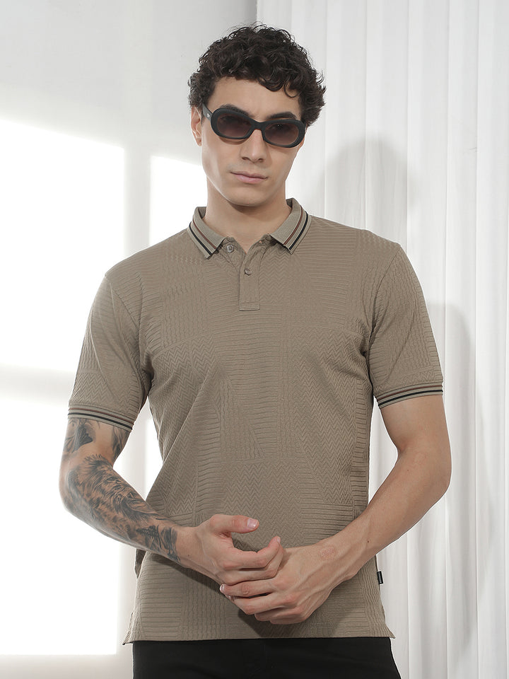 Olive Jacquard Polo T-Shirt