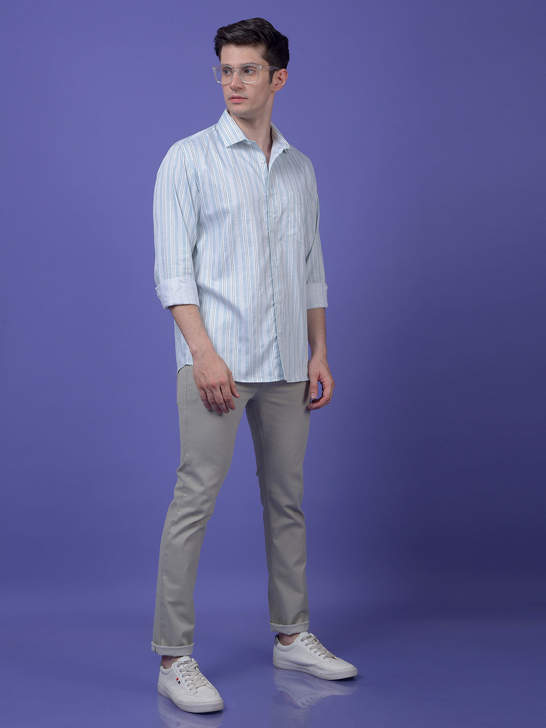 Green Vertical Stripes Shirt