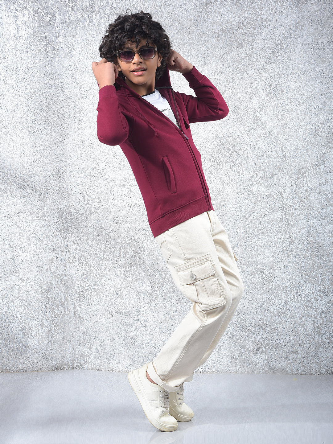 Maroon Hooded Neck Sweatshirt