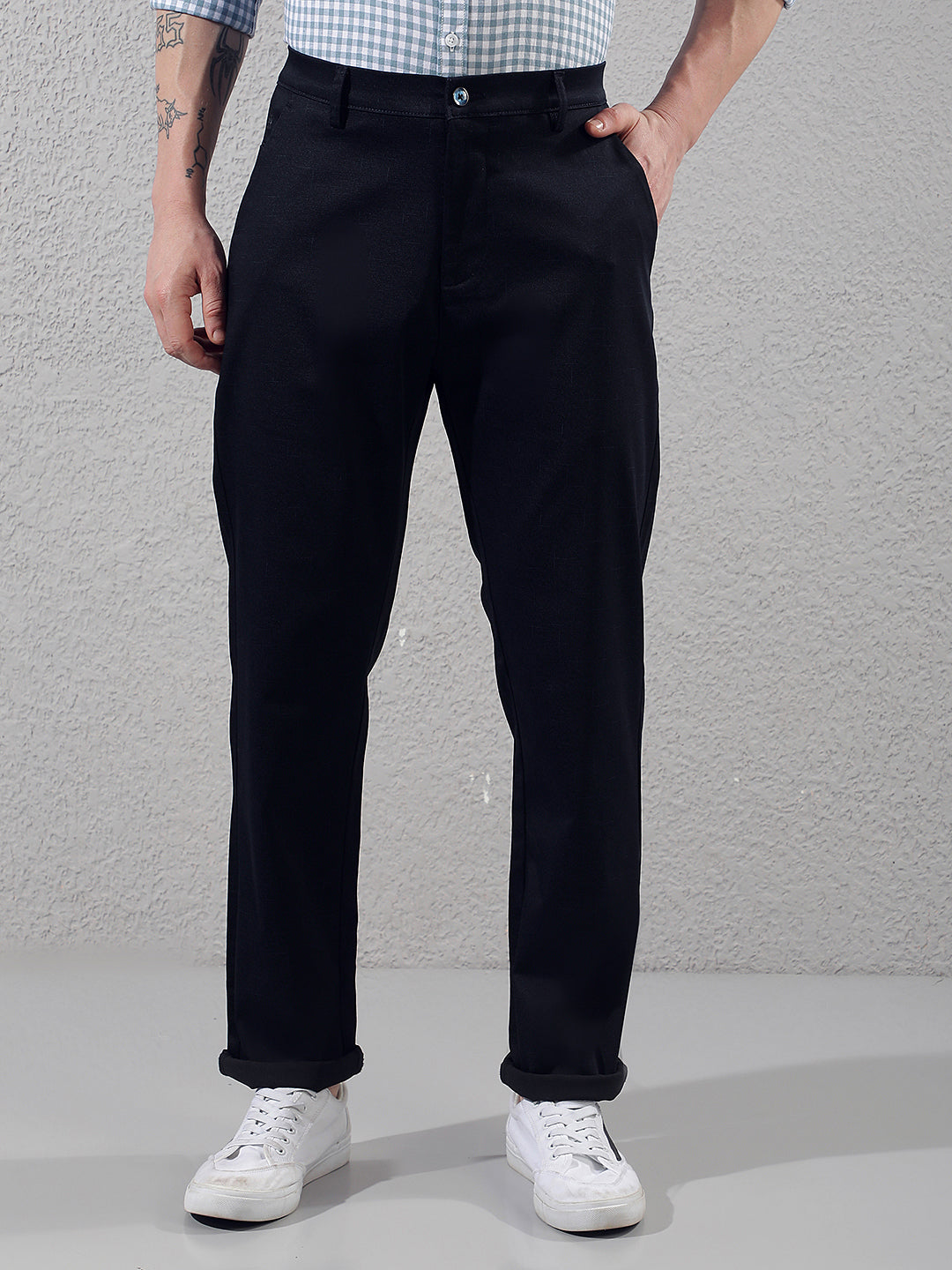 Navy Blue Printed Trousers