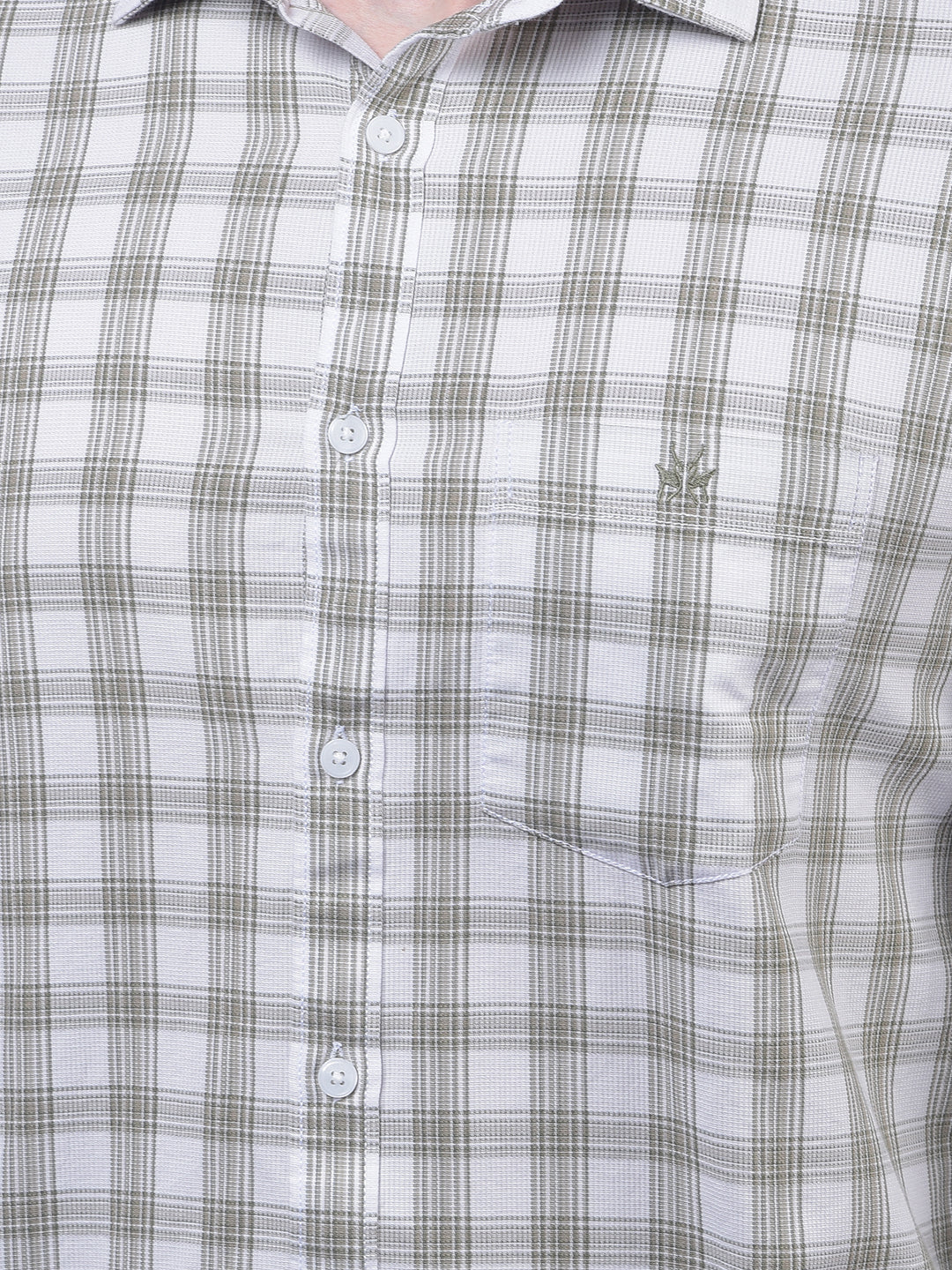 Olive Checked 100% Cotton Shirt