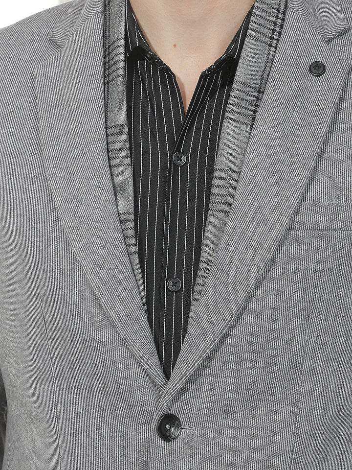 Grey Notched Lapel Blazer