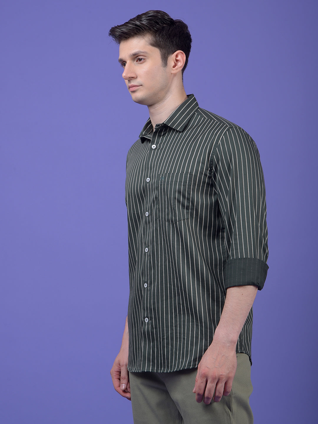 Green Vertical Stripes Shirt