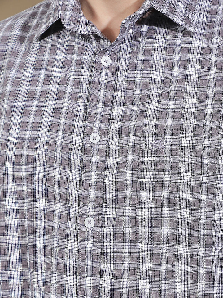 Purple Checked 100% Cotton Shirt