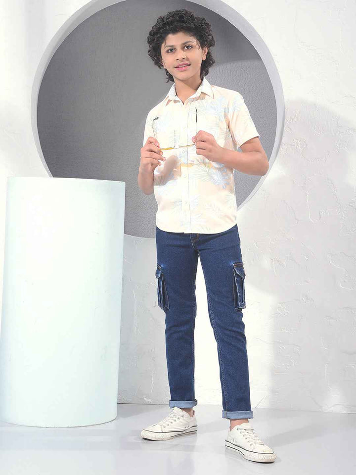 Yellow Floral Print 100% Cotton Shirt