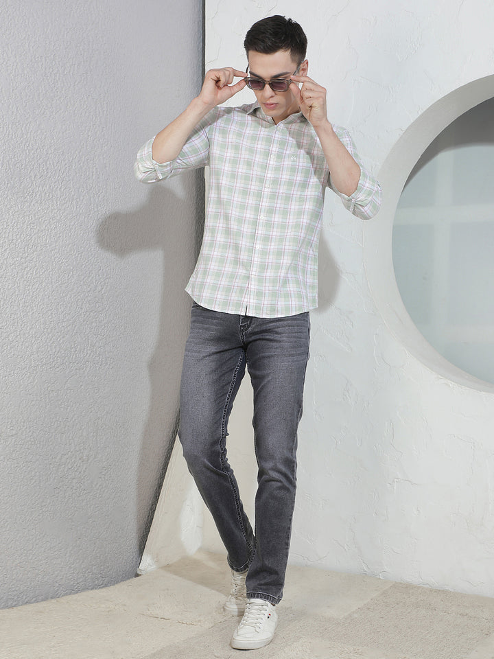 Green Checked 100% Cotton Shirt