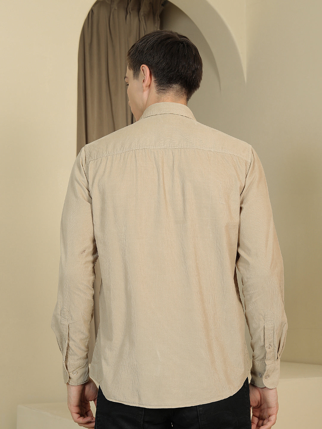 Chic Latte Beige Corduroy Shirt